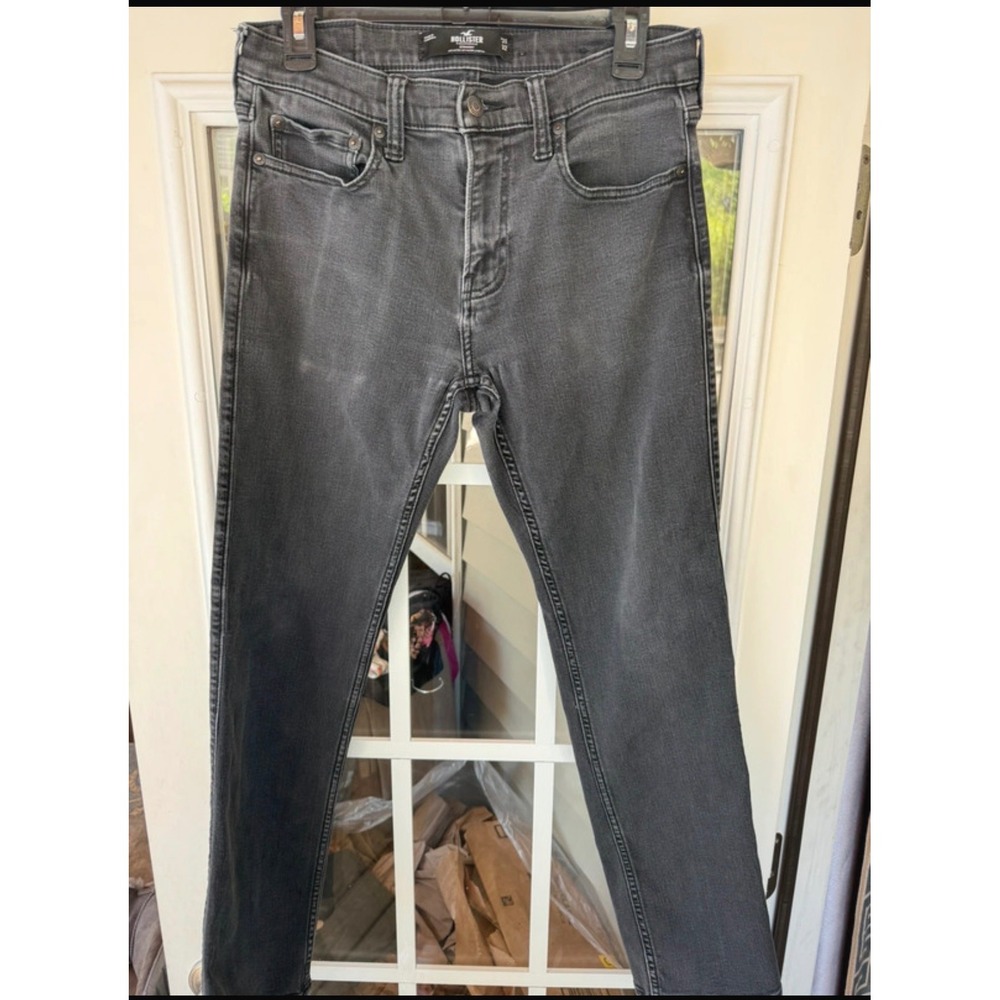 Hollister mens slim straight black denim jeans 31x32
